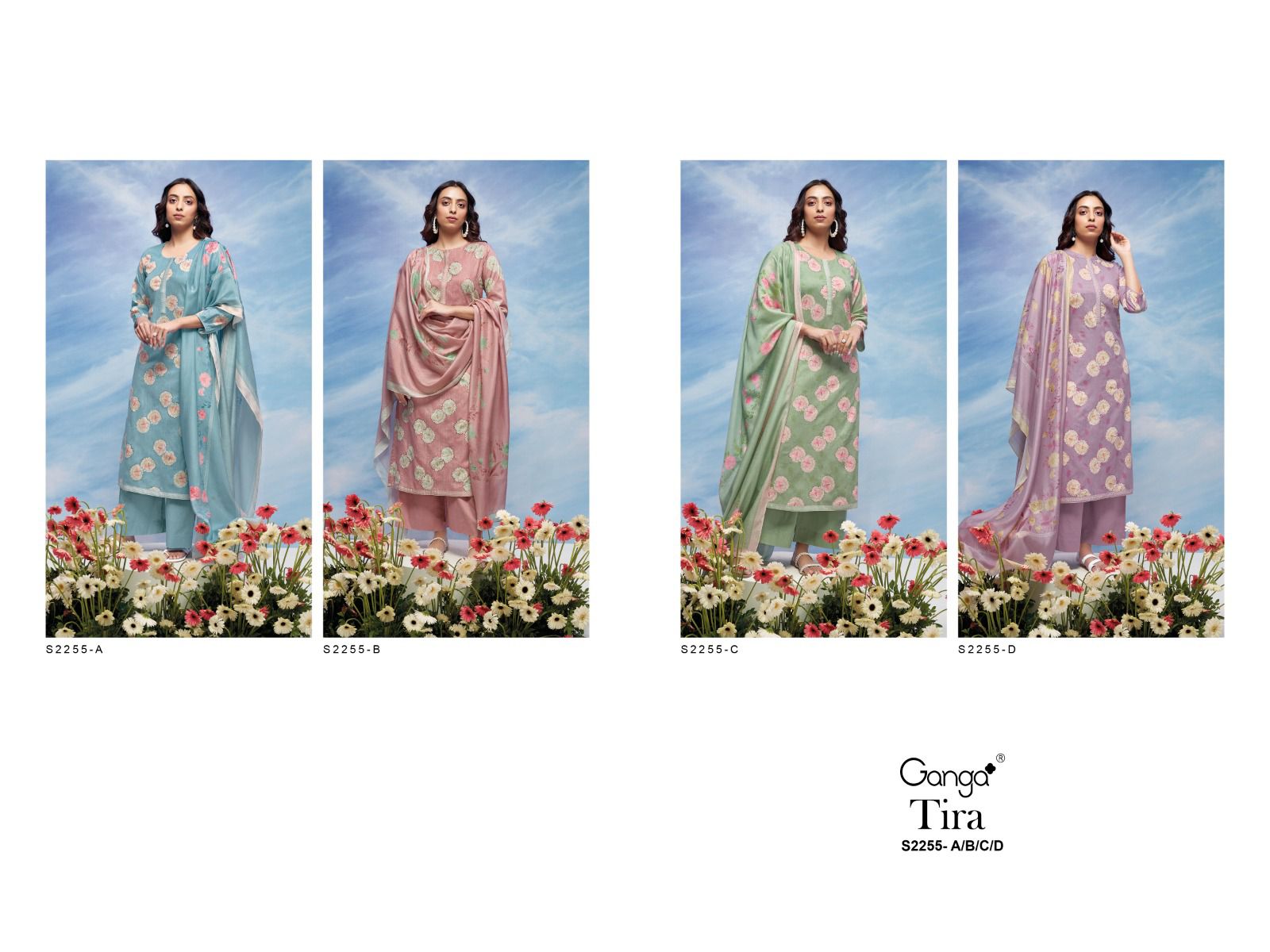 Tira-2255 Ganga Premium Cotton Plazzo Style Suits
