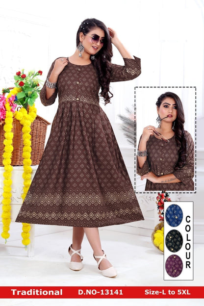 Traditional-A Zoya Rayon Anarkali Kurtis