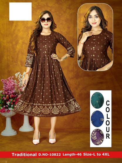 Traditional-A Zoya Rayon Anarkali Kurtis