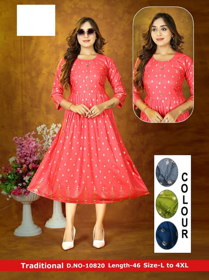 Traditional-A Zoya Rayon Anarkali Kurtis