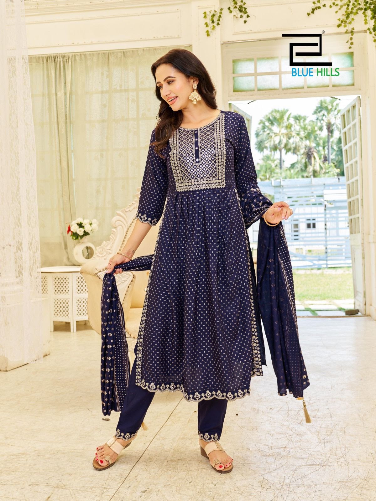 Trend Capture Blue Hills Rayon Readymade Pant Style Suits