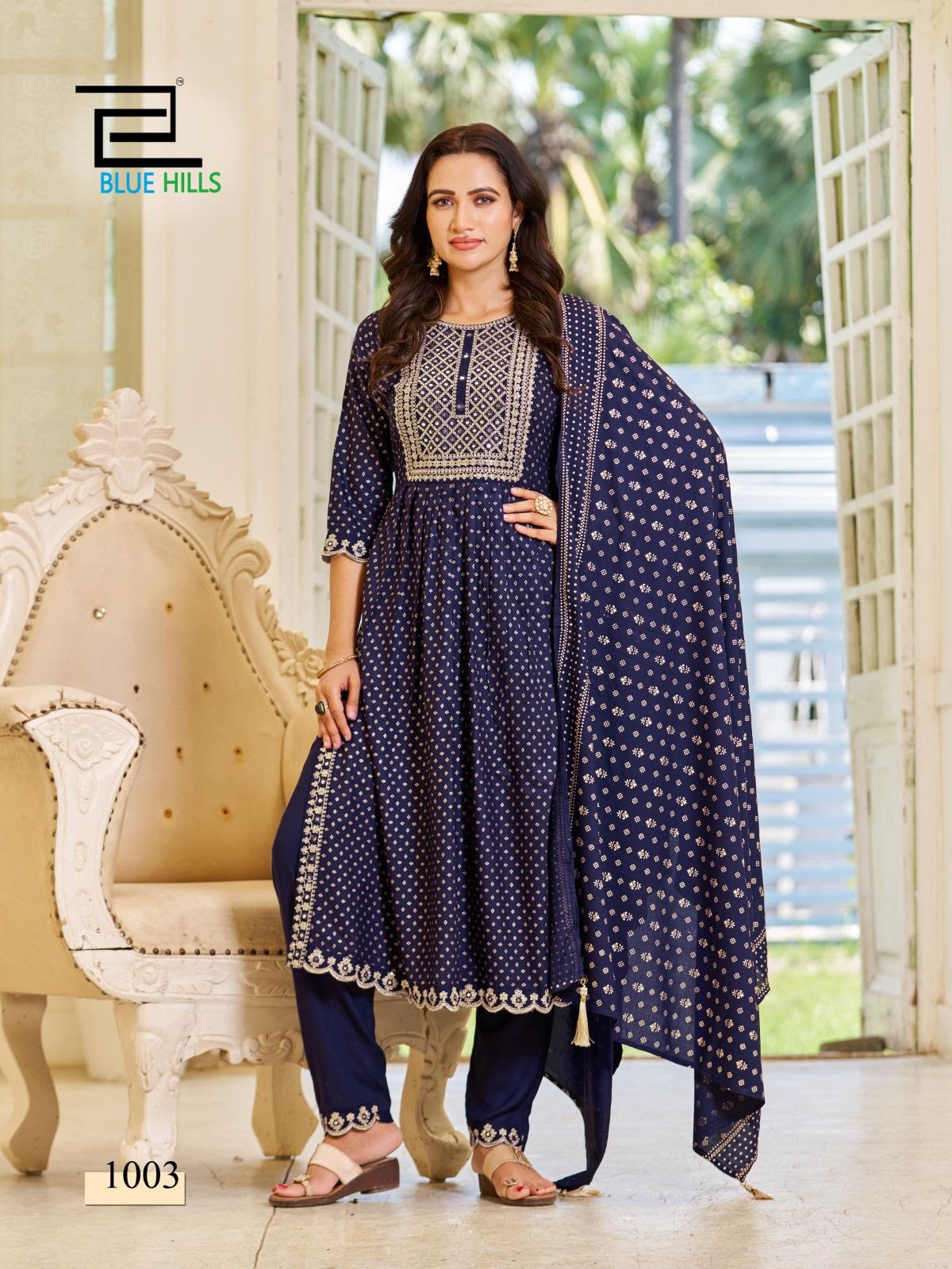 Trend Capture Blue Hills Rayon Readymade Pant Style Suits