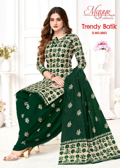 Trendy Batik Mayur Creation Cotton Dress Material