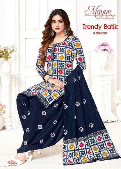 Trendy Batik Mayur Creation Cotton Dress Material