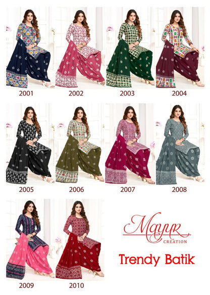 Trendy Batik Mayur Creation Cotton Dress Material