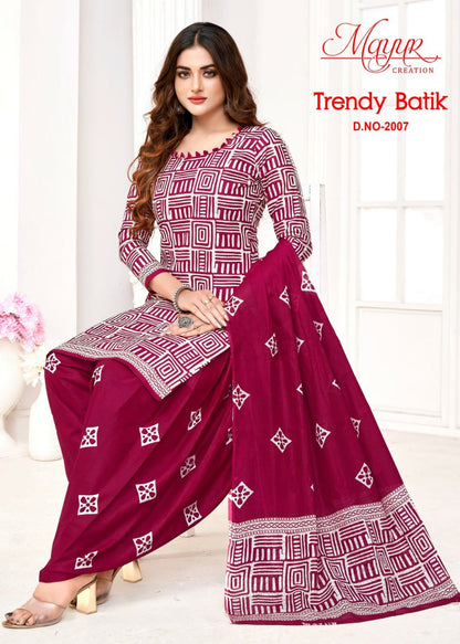 Trendy Batik Mayur Creation Cotton Dress Material
