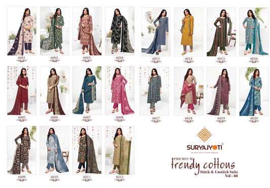 Trendy Cotton Vol 60 Suryajyoti Readymade Pant Style Suits