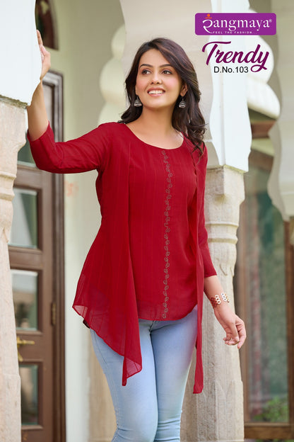 Trendy Rangmaya Chiffon Stylish Short Tops