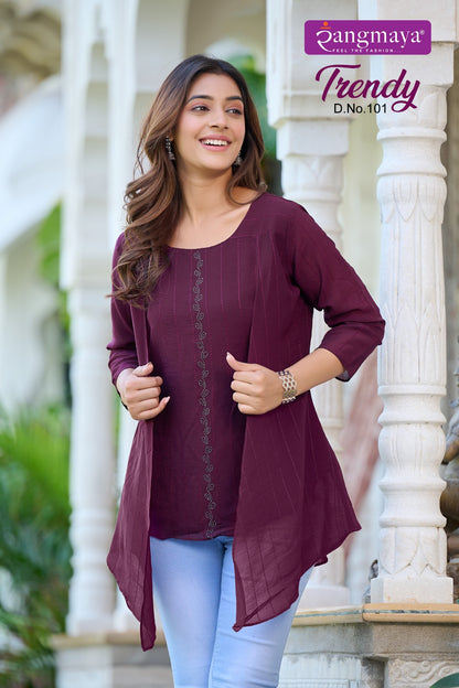 Trendy Rangmaya Chiffon Stylish Short Tops