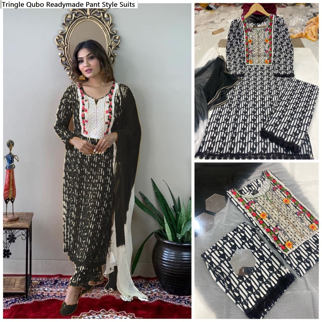 Tringle Qubo Rayon Cotton Readymade Pant Style Suits