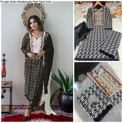 Tringle Qubo Rayon Cotton Readymade Pant Style Suits