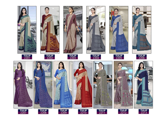 Tulip Bansi Fashion Crape Uniform Sarees