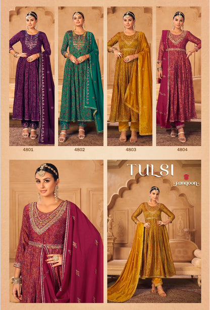 Tulsi 4801 To 4804 Rangoon Silk Readymade Anarkali Suits