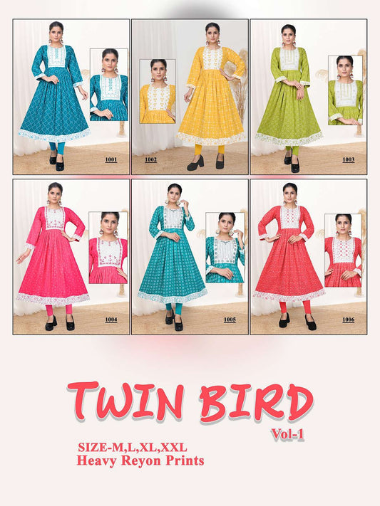 Twin Bird Vol 1 Kavinay Rayon Anarkali Kurtis