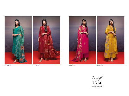 Tyra 2376 Ganga Cotton Silk Plazzo Style Suits