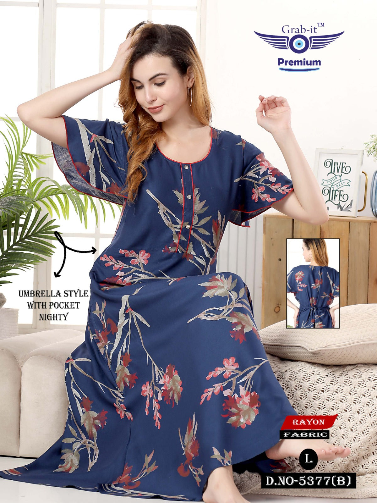 Umbrella Style Grab It Rayon Night Gowns