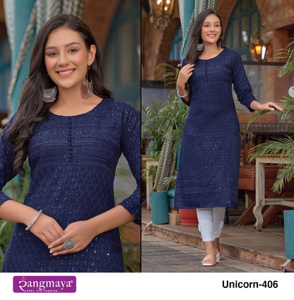 Unicorn Vol 4 Rangmaya Long Straight Kurti