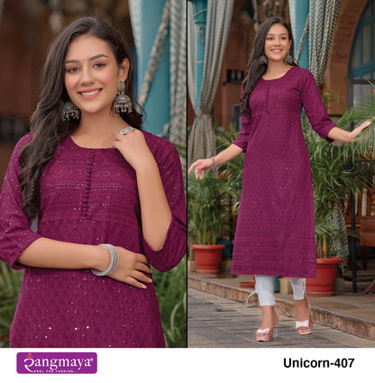 Unicorn Vol 4 Rangmaya Long Straight Kurti