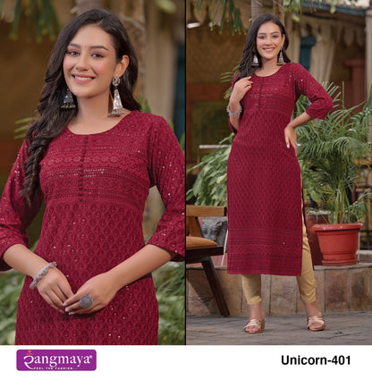 Unicorn Vol 4 Rangmaya Long Straight Kurti