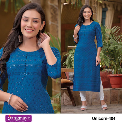 Unicorn Vol 4 Rangmaya Long Straight Kurti