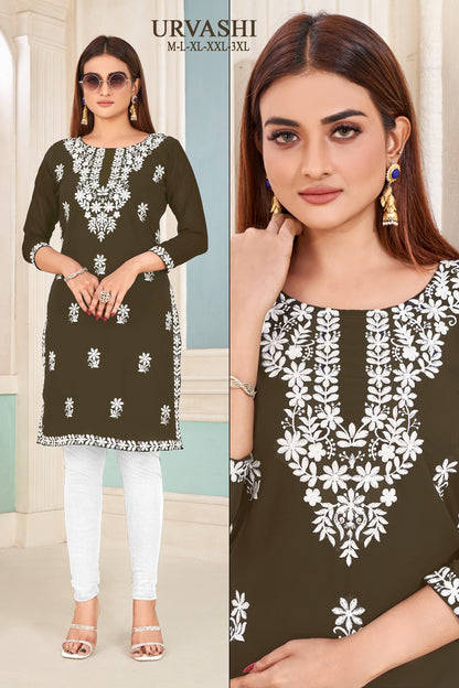 Urvashi Banwery Fox Georgette Knee Length Kurtis