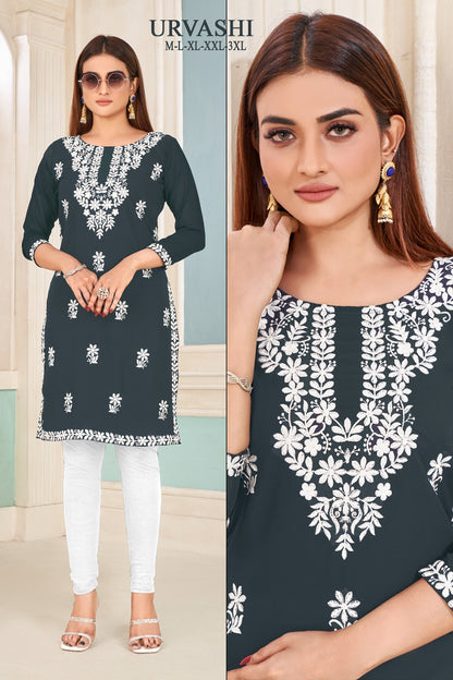 Urvashi Banwery Fox Georgette Knee Length Kurtis