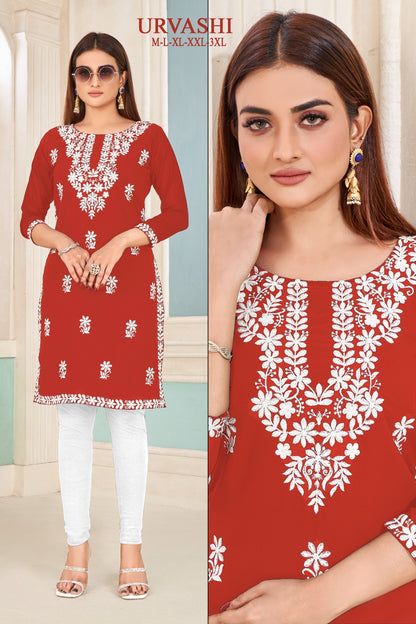 Urvashi Banwery Fox Georgette Knee Length Kurtis