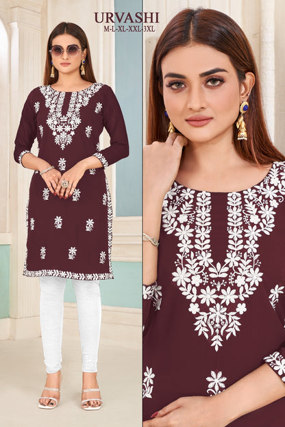 Urvashi Banwery Fox Georgette Knee Length Kurtis