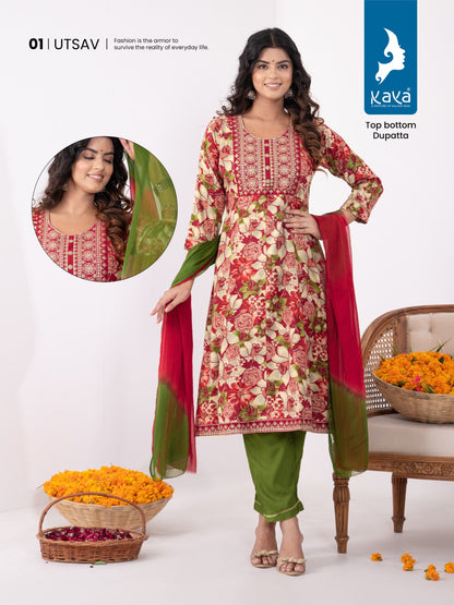 Utsav Kaya Rayon Readymade Pant Style Suits