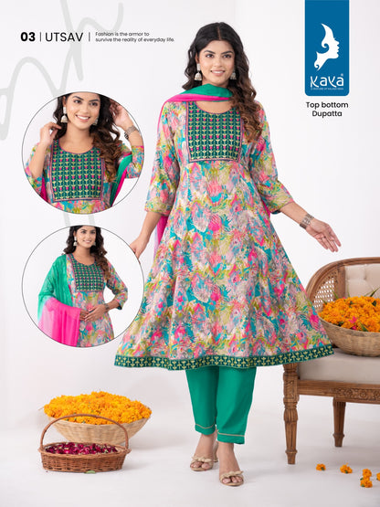 Utsav Kaya Rayon Readymade Pant Style Suits