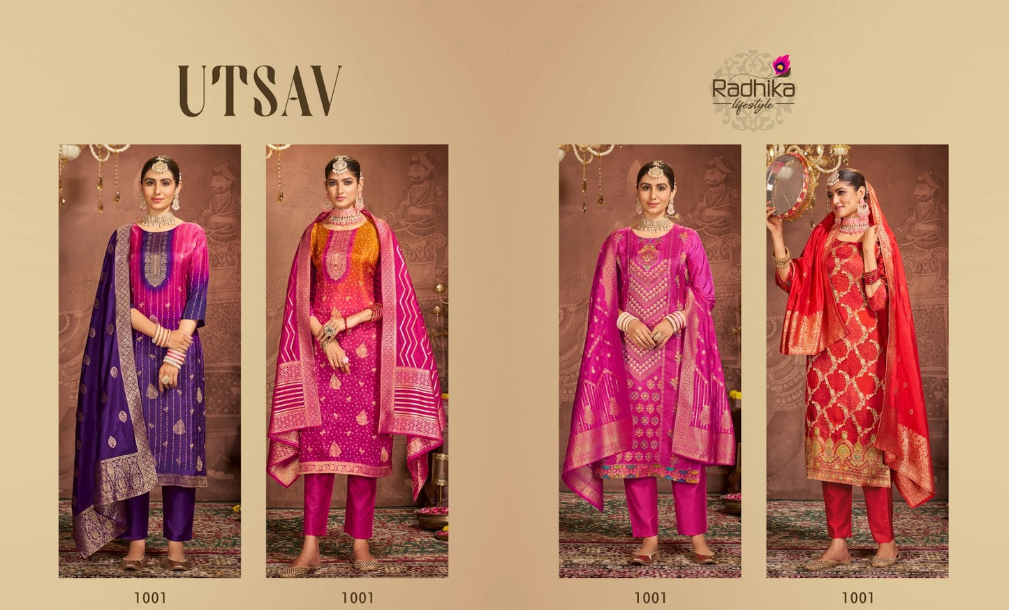 Utsav Vol 1 Karwa Chauth Radhika Lifestyle Dola Silk Readymade Pant Style Suits