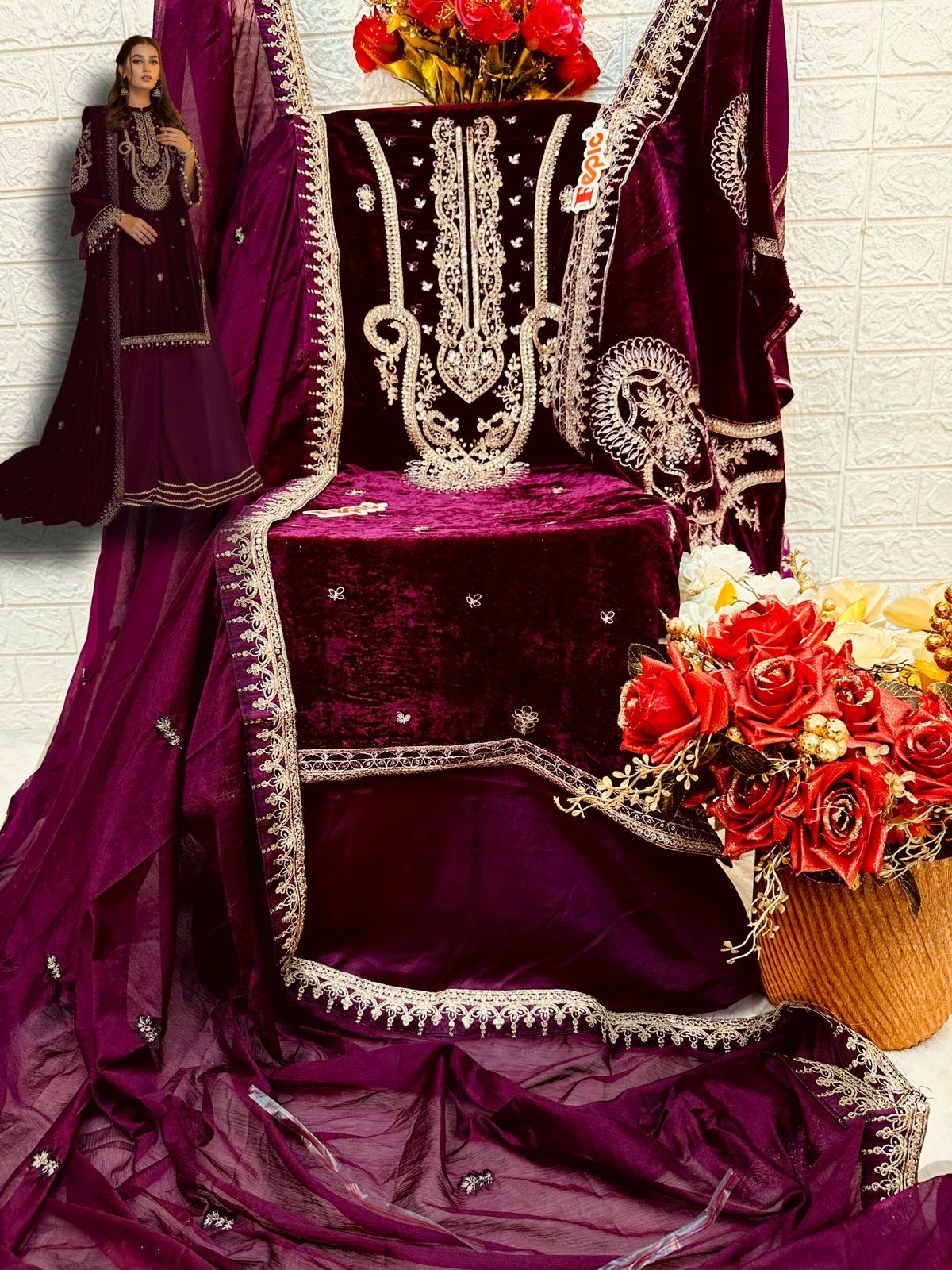 V 17013 Fepic Velvet Pakistani Salwar Suits