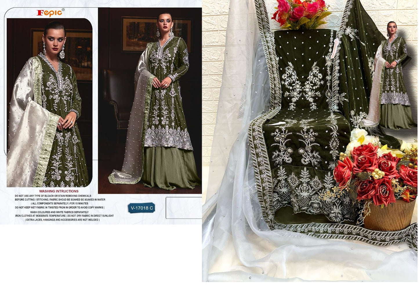 V 17018 Fepic Velvet Pakistani Salwar Suits