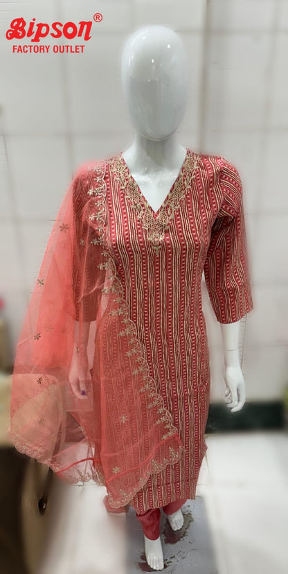 V Neck Bipson Prints Chanderi Readymade Pant Style Suits