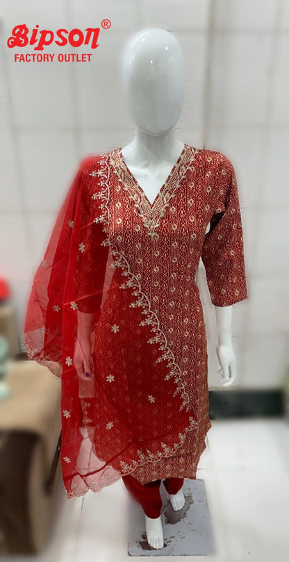V Neck Bipson Prints Chanderi Readymade Pant Style Suits