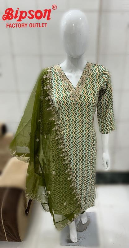 V Neck Bipson Prints Chanderi Readymade Pant Style Suits