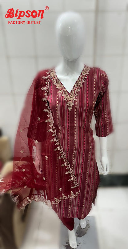 V Neck Bipson Prints Chanderi Readymade Pant Style Suits