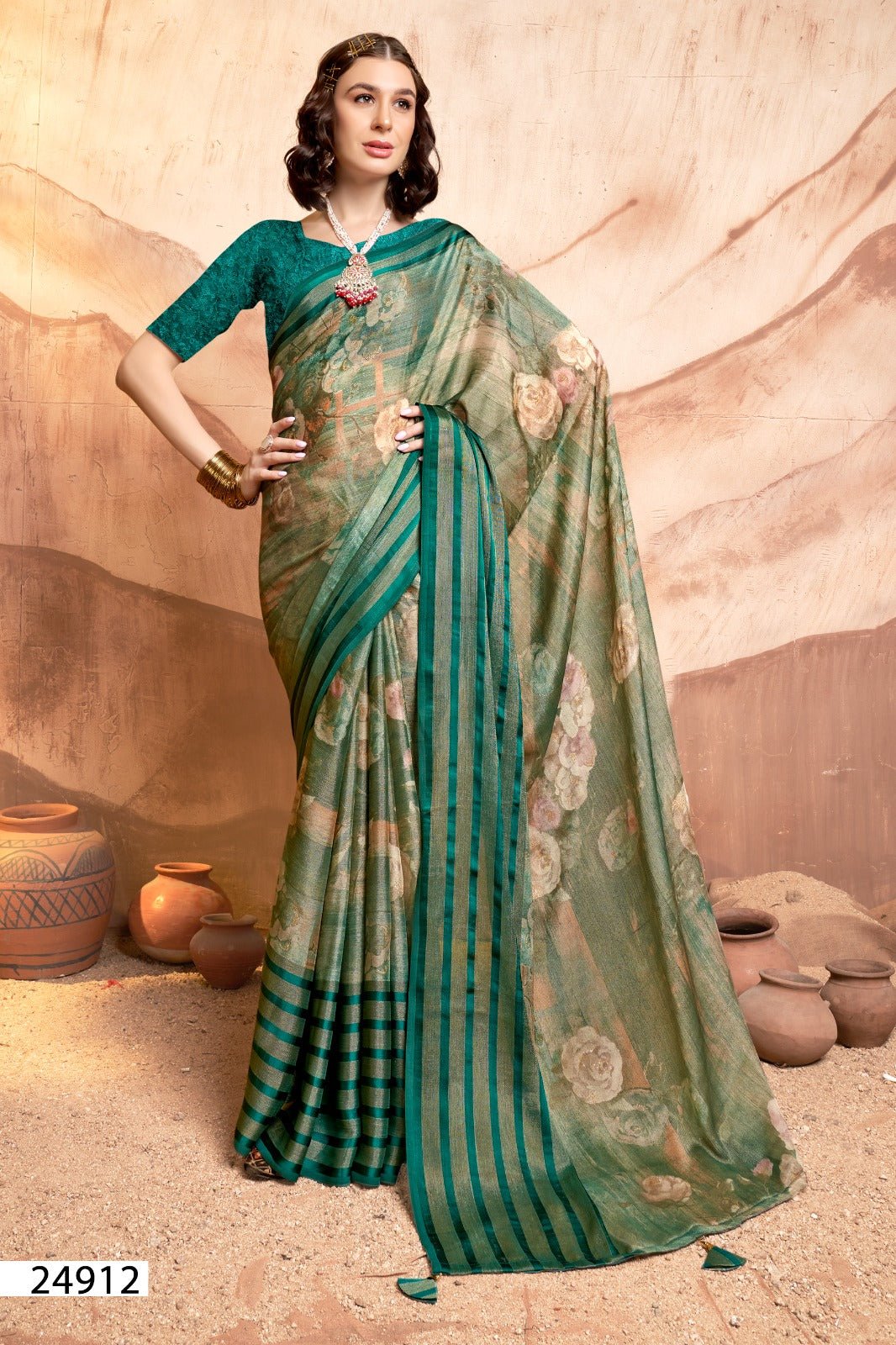 Beige Printed Brasso Fabric Self Design Saree at Rs 2285/piece in Noida |  ID: 16434351173