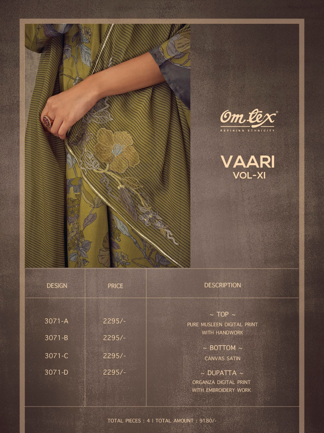 Vaari Vol Xi Omtex Muslin Pant Style Suits