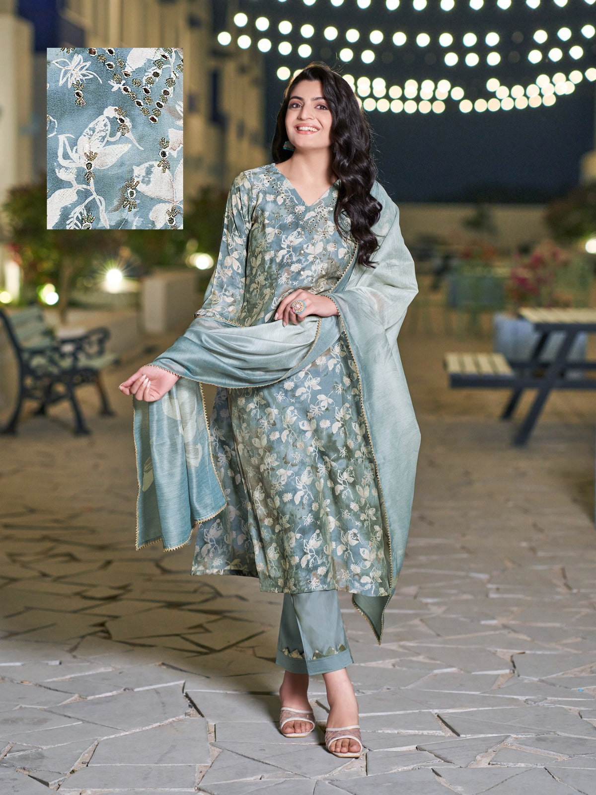 Vaman Parra Studio Modal Chanderi Readymade Pant Style Suits