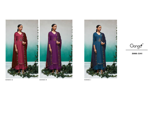 Vanya 668-Dark Ganga Habutai Silk Plazzo Style Suits