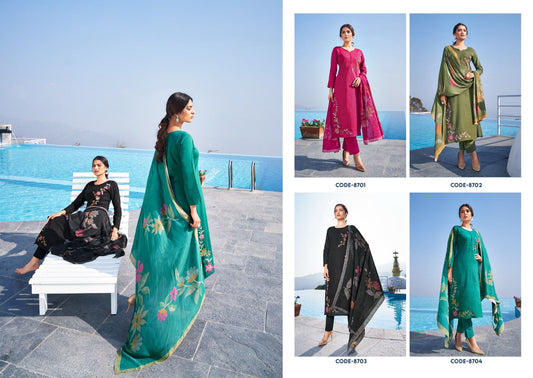 Varnika Rupali Jaam Satin Pant Style Suits