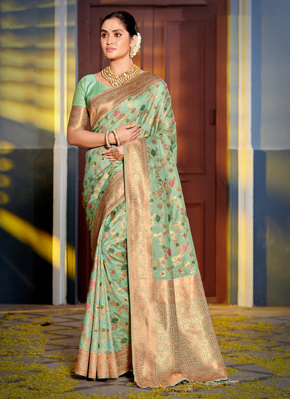 Vastukala Sangam Prints Banarasi Silk Sarees