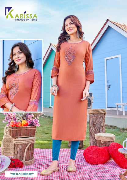 Veer Vol 6 Karissa Viscose Silk Long Kurtis