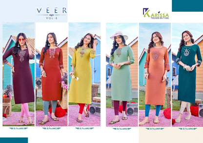 Veer Vol 6 Karissa Viscose Silk Long Kurtis