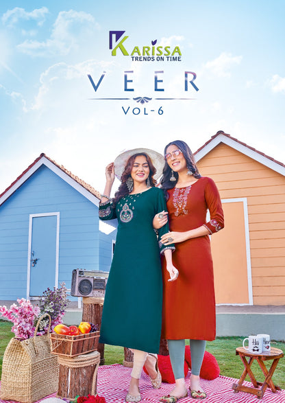 Veer Vol 6 Karissa Viscose Silk Long Kurtis