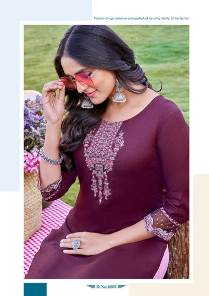 Veer Vol 6 Karissa Viscose Silk Long Kurtis