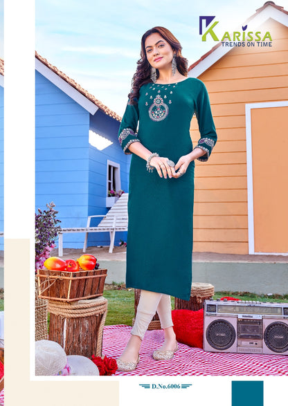 Veer Vol 6 Karissa Viscose Silk Long Kurtis