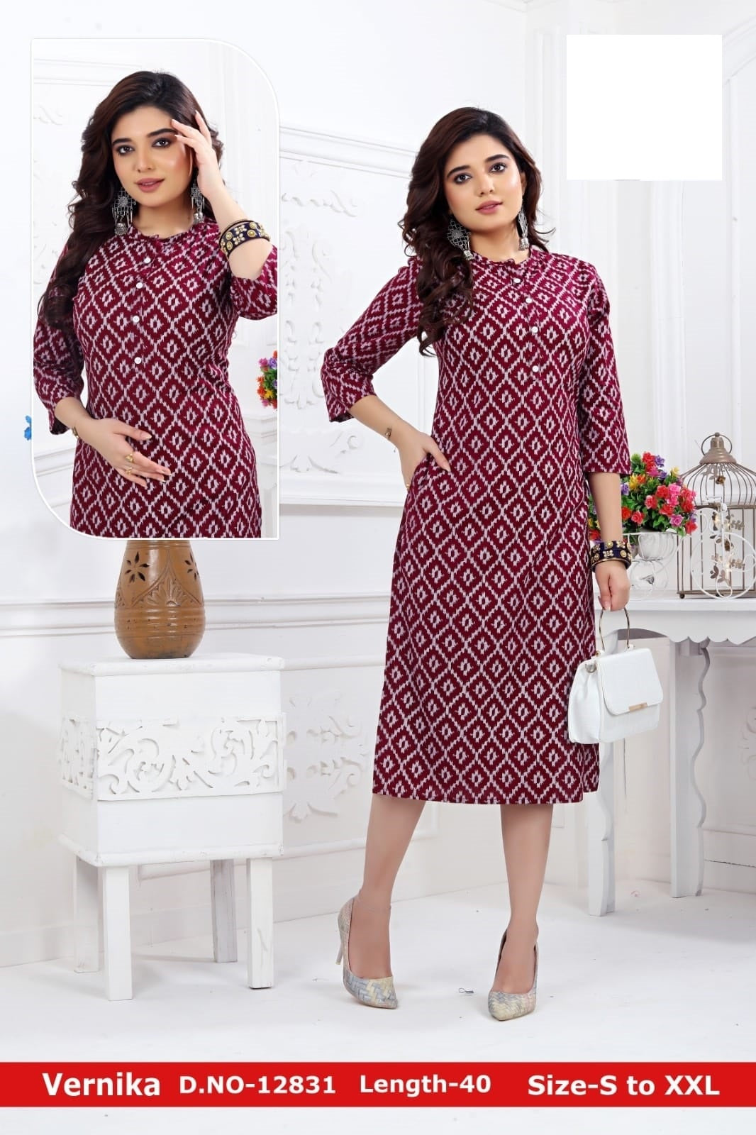 Vernika-A Zoya Rayon Knee Length Kurtis