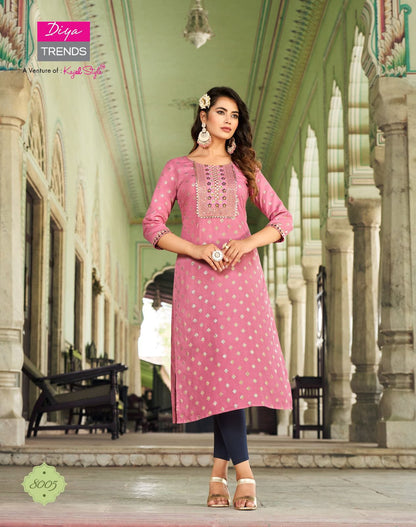 Victoria Vol 8 Diya Trends Rayon Long Straight Kurti